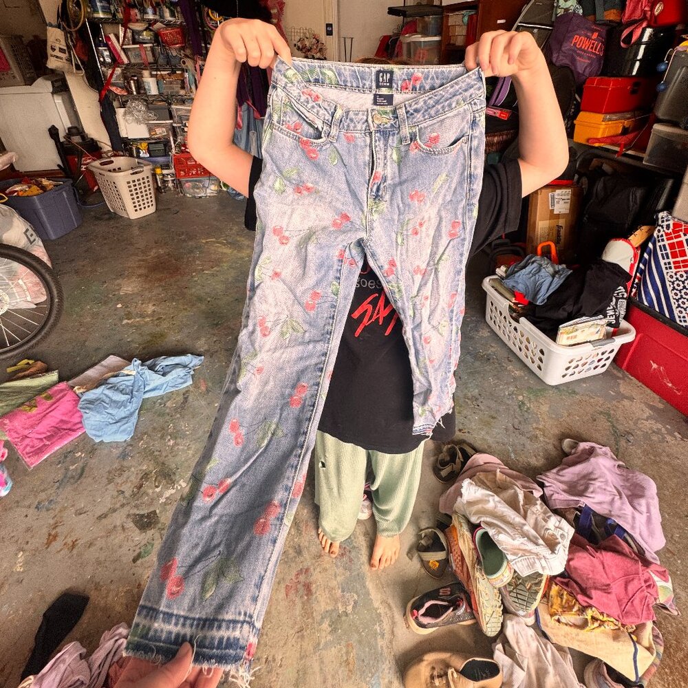 Gap Denim Jeans with Cherries. Regular Fit. Girls Size 12.